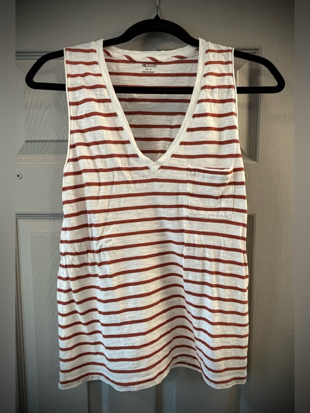 🍄3/$21, 2/$18 🍄Madewell 100% Cotton Striped V-Neck Tank EUC